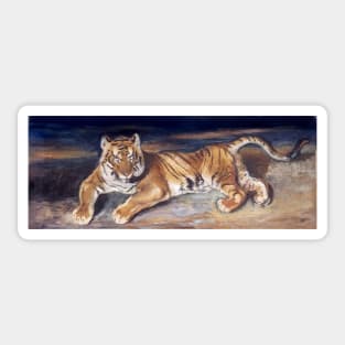 Reclining Tiger by Antoine-Louis Barye Sticker